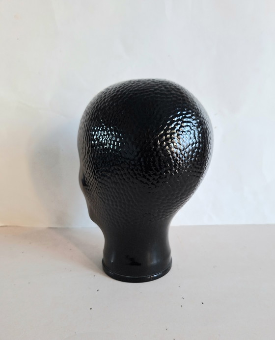 Image 1 of Zwart glazen design hoofd naar ontwerp van Piero Fornasetti 1970.