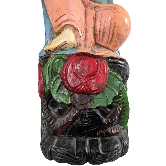 Guanyin chinoise antique (88 cm) – Bois de camphre sculpté à la main Dynastie Qing – Sculptures, Aziatisch (photo 9 of 10)