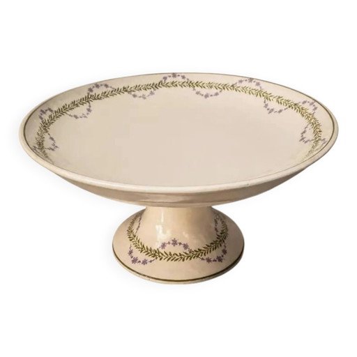Hoge compote Longwy model Loridan – Antiek aardewerk uit de late 19e tot vroege 20e eeuw.