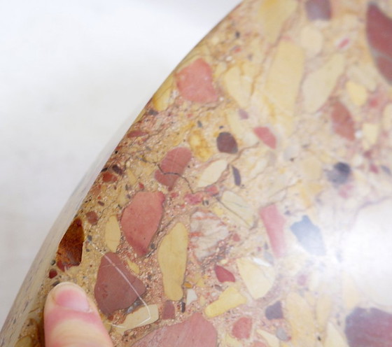 Image 1 of Round wooden coffee table with an Aleppo breccia marble top