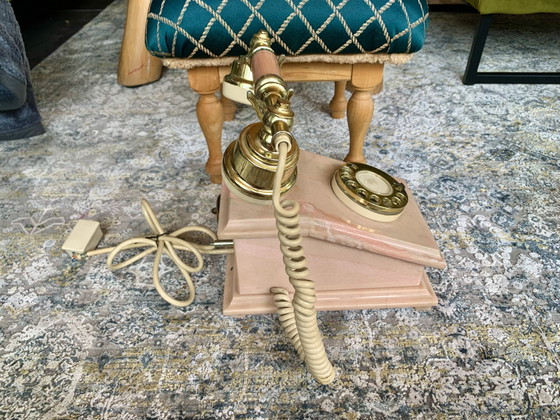 Mid-Century Rococo Onyx Marble Rotary Dial Table Telephone 1960s Baroque – Decorative Objects, Metal (photo 5 of 8)