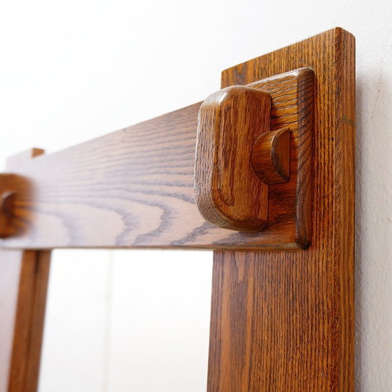 Image 1 of Specchio da parete brutalista con cornice in legno massello - anni '60