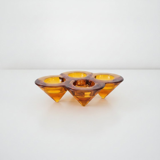 Image 1 of Portacandele vintage Northern Lights Geneva – Sandra Rich – Vetro ambrato