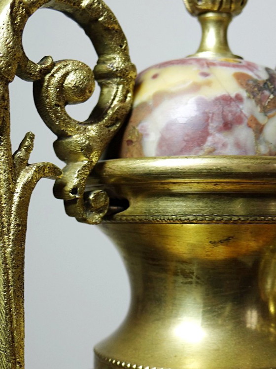 Image 1 of Pair of cassolettes in breccia marble and gilt bronze, Napoleon III 19th century