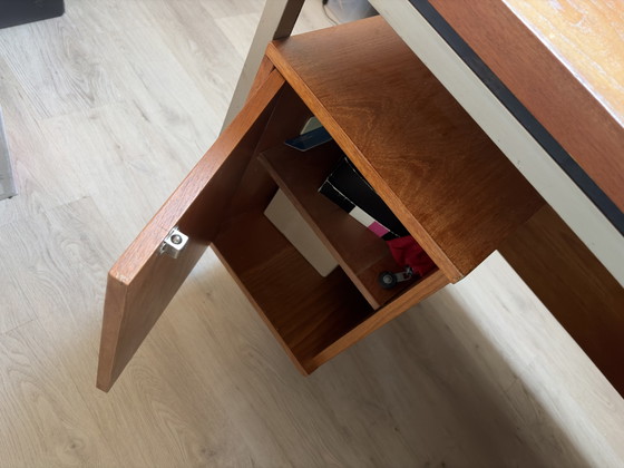 Vintage Modernistisch Bureau In Hout En Metaal – Metal, Wood (photo 5 of 5)