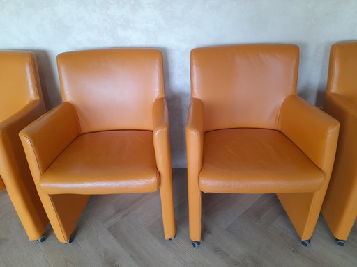 6 pieces still in very good condition with no damage leather armchairs.