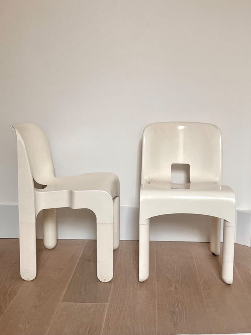 2 Vintage “Universale” Chairs by Joe Colombo for Kartell – White