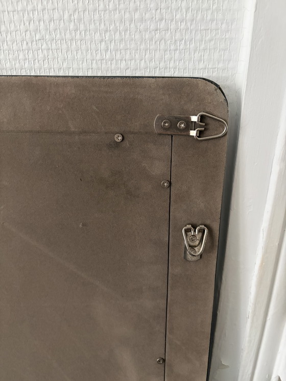 Image 1 of Large grey leather mirror