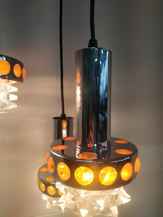 Image 1 of Vintage 60s/70s Massive/Raak cascade design pendant lamp (3 lamps)