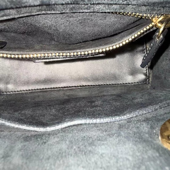 Image 1 of DIOR LADY MINI GESTEPPTES NIETENBELEUCHTUNGS-LAMMLEDER SCHWARZ GOLDENE BESCHLÄGE