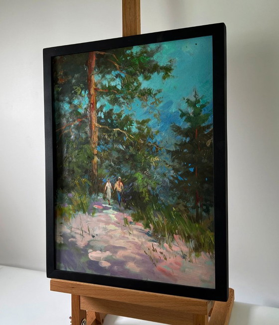 Original Oil Painting Nature Landscape Walk in the Forest – Paintings & Drawings, Mdf (photo 3 of 9)