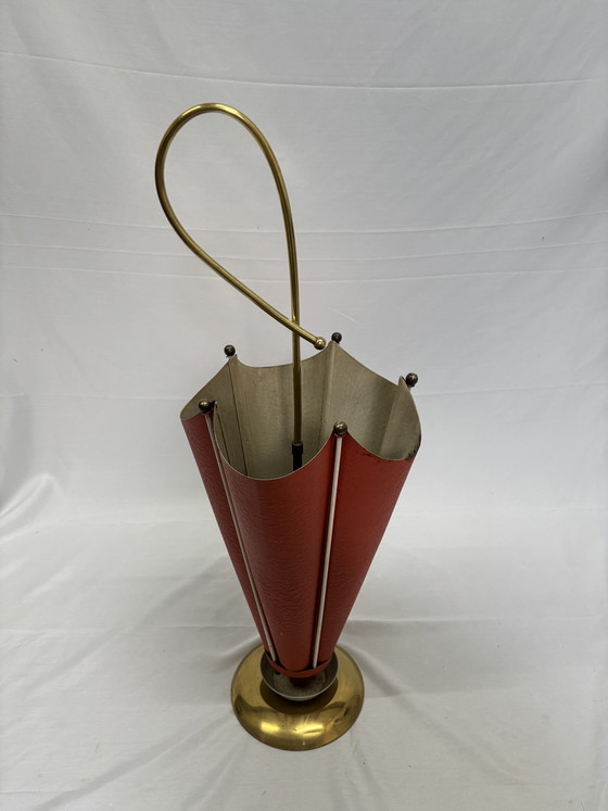 Image 1 of Vintage Mid-Century design paraplubak jaren '50/'60 rood