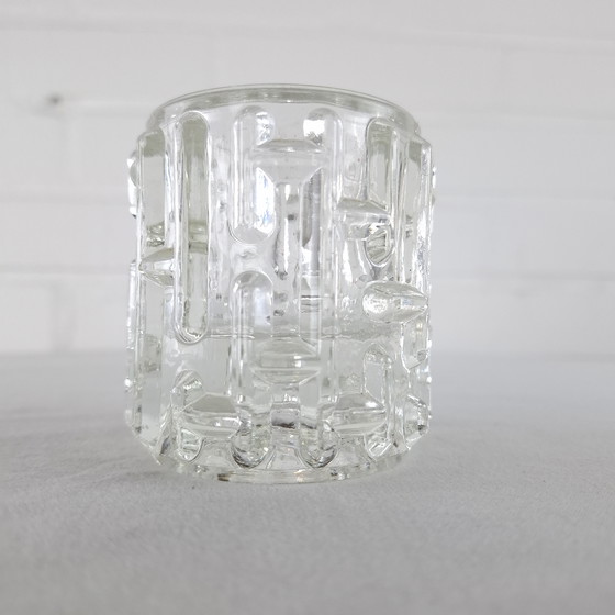 Image 1 of Vintage brutalist waxinelichthouder Sklo Union Rudolfova Vladislav Urban jaren 60/70 glas
