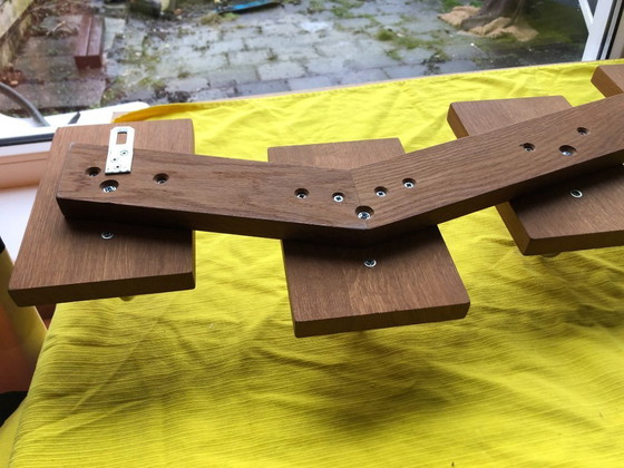 Image 1 of Appendiabiti da parete vintage in legno massello con 5 ganci - 94 cm