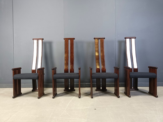 Image 1 of Post modern high back dining chairs, set of 4, 1970s 