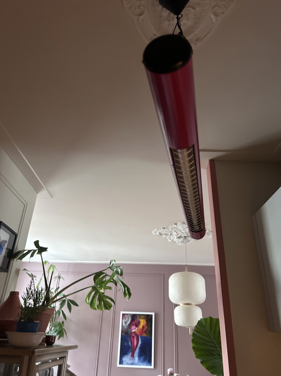 Image 1 of Zeldzame Space Age Hanglamp in Dieprood – Verstelbaar Design uit de Jaren 70