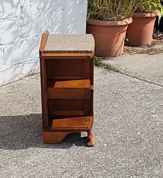 Antieke Franse Art Deco nachtkastje - Marmeren en houten nachtkastje - jaren 20 – Wood (photo 4 of 15)