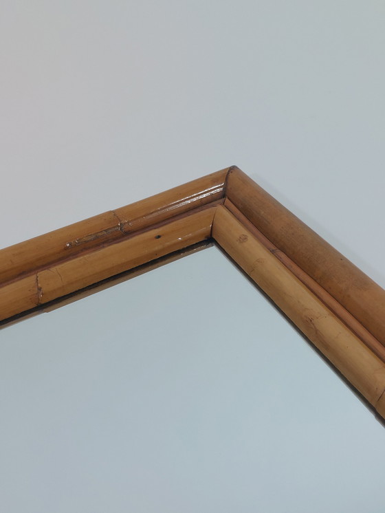 Image 1 of Specchio da parete vintage Mid Century Boho in bambù, anni '70