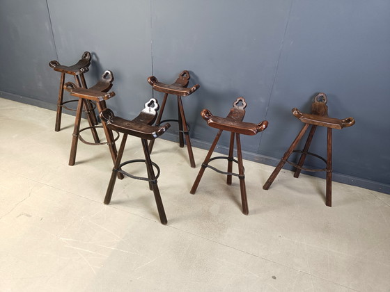 Image 1 of Mid century brutalist bar stools - set of 6, 1960s