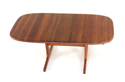 Dyrlund ovalen 1x verlengbare eettafel teak Deens massief teak vintage