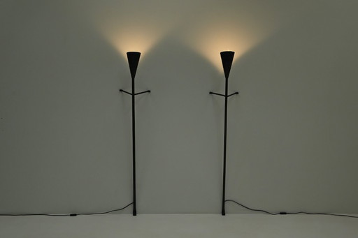 Set aus 2 brutalistischen Wand-/Stehlampen, Niederlande der 1980er Jahre.