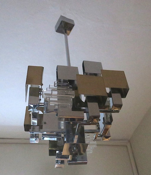 Italian Modern Cubist Chandelier Sciolari, 1960s