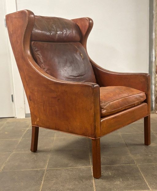 Sillón orejero Børge Mogensen de cuero – Fredericia, fauteuils, Leather, Wood