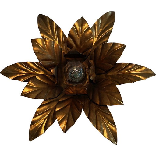 Vintage Fleur wall lamp in gilded metal, 1970