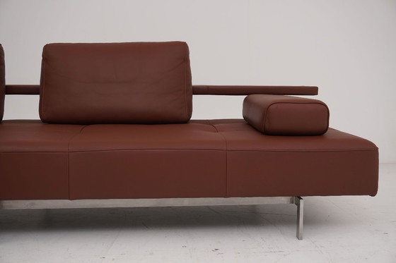 Image 1 of Canapé d'angle Rolf Benz Dono en cuir marron cognac avec canapé-lit gigogne