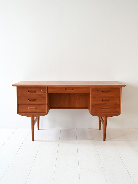 Image 1 of 1960s Scandinavian Teak Desk with Drawers