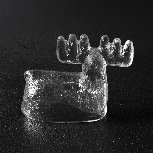 Vintage Pressed Glass Deer Figurine: Pavel Panek Design, Czech Bohemia