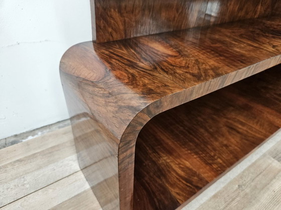 Image 1 of Art Deco kaptafel van wortelnotenhout met spiegel