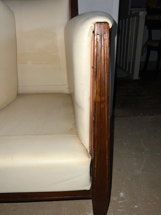 2 Fauteuils cuir blanc /crème – Bois (photo 7 of 7)