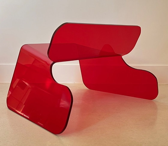 Image 1 of Red Plexiglas chair, France, 1970s