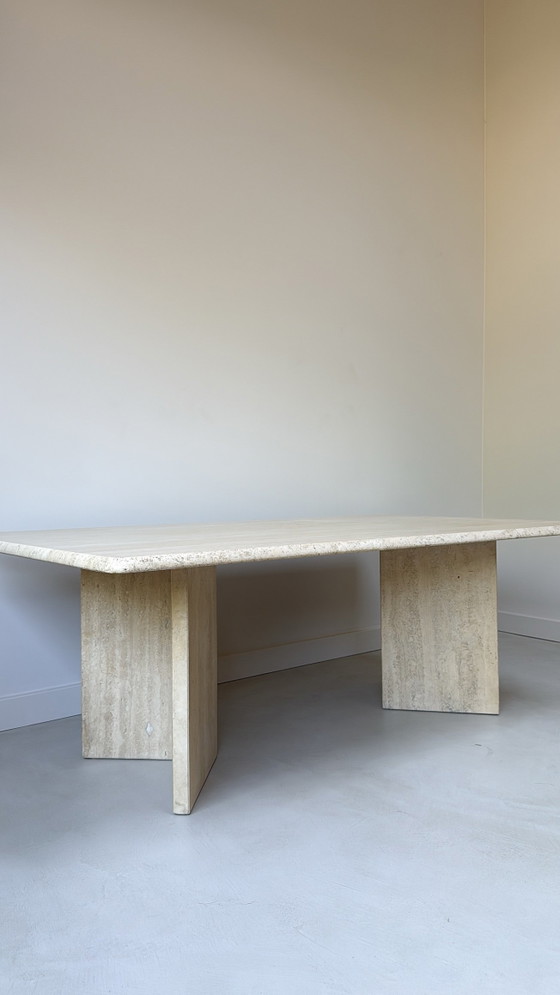Image 1 of Vintage Italian travertine table