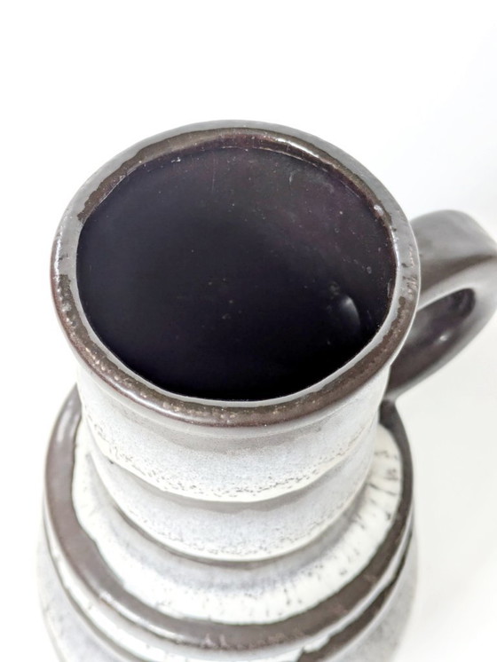 Image 1 of 1960 Scheurich Keramische Pitcher Vaas | Zwart en Wit | West Duits Aardewerk