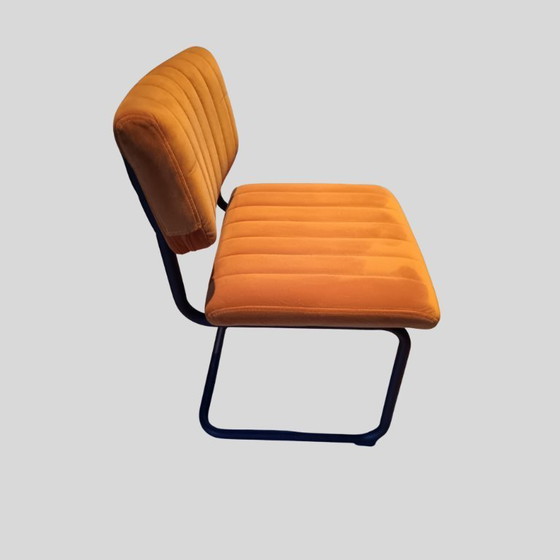 Image 1 of Set da pranzo industriale con tavolo in legno di teak e 6 sedie in velluto