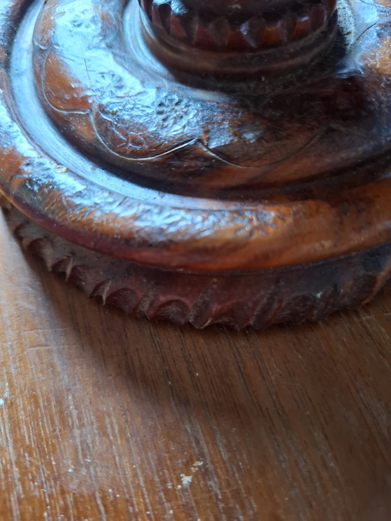 Antique Romanian Art Deco Hand-Carved Wooden Smoking Valet & Match Holder (c. 1930s) – Decorative Objects (photo 8 of 11)