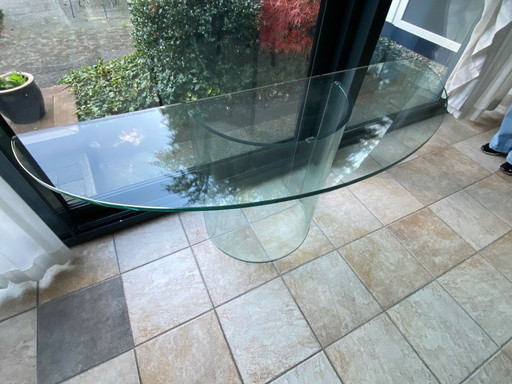 halbrunder Konsolentisch aus Glas, italienisches Design