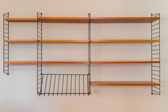 Image 1 of  Scaffale a parete modulare in teak di Nils Strinning per String, 1960