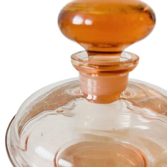 Image 1 of Parfümflasche im Art-Deco-Stil, rosa Glas, 1950er Jahre