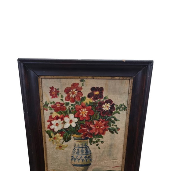 Image 1 of Nature morte aux fleurs anciennes sur toile JJC, début du 20e siècle