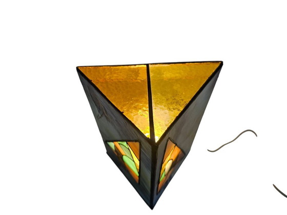Image 1 of Tiffany table lamp - Sailboat - stained glass - 3rd quarter 20th century