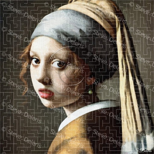 Frame On Canvas "The girl with the pearl" Johannes Vermeer / Wall Decoration (60 x 60 cm)