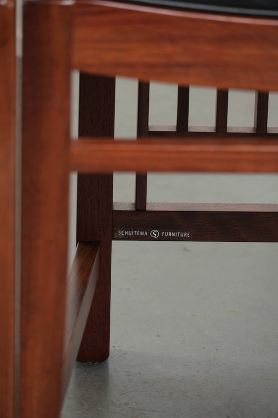 4x elegant black cowhide leather and wood Art Deco dining chair by Schuitema from the Decoforma series (photo 16 of 17)
