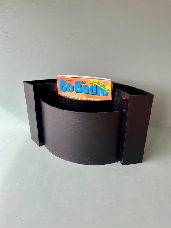 Image 1 of Wave magazine rack, newspaper rack, postmodern vintage, Italy, black, 90s