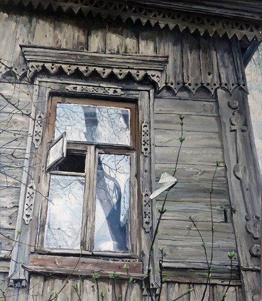 Original Oil Painting Contemporary Art Symbolism Window – schilderijen tekeningen, Canvas