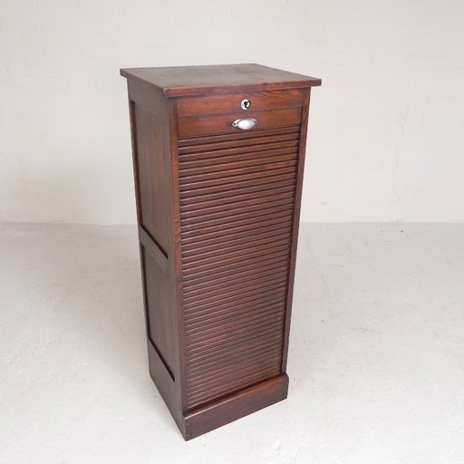 Meuble à volet roulant en chêne avec 1 volet, hauteur 126 cm, années 1930