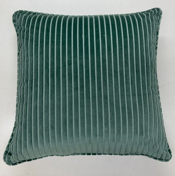 Juego de 2 cojines de terciopelo de algodón hechos a mano de doble cara – Mostaza y azul – 50 × 50 cm – Velvet (photo 5 of 5)