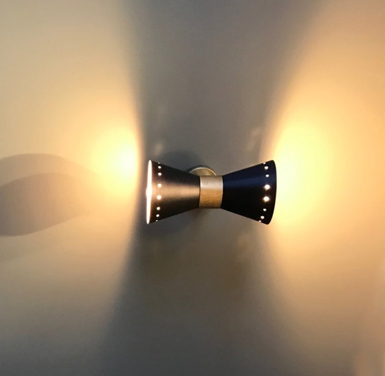 Image 1 of Pair of Italian "diabolo" wall sconces, 1950s design